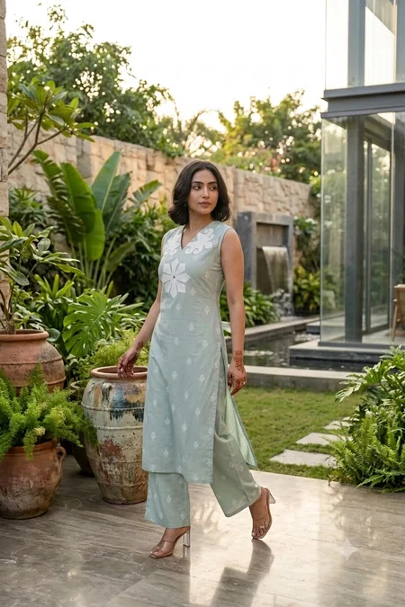 K 1279 By Naisha Cambric Cotton Bombay Weaving Kurti With Bottom 